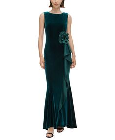 Женское платье с водопадом и рюшами в виде розочки Jessica Howard, зеленый