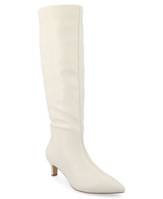 Женские ботинки из пеноматериала Tullip Tru Comfort на широком каблуке с острым носком, стандартные икры Journee Collection, цвет Bone