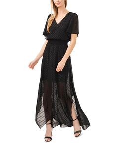 Женское платье макси с присборенной талией и развевающимися рукавами CeCe, черный