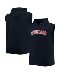 Мужской темно-синий пуловер без рукавов с капюшоном Cleveland Guardians Jersey Muscle Profile, синий