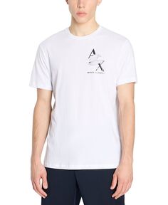 Мужская облегающая футболка с коротким рукавом и круглым вырезом с логотипом Eagle Armani Exchange, белый
