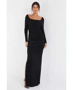 Женское платье макси с длинными рукавами Brillo QUIZ, черный