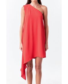 Женское асимметричное мини-платье с защипами на плечах endless rose, красный