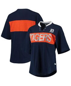 Женская темно-сине-оранжевая футболка Detroit Tigers с вырезом на воротнике Touch, синий