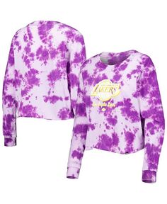 Женская фиолетовая укороченная футболка с длинным рукавом Los Angeles Lakers Tie Dye New Era, фиолетовый