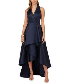 Женское платье-смокинг с высоким и низким вырезом из микадо Adrianna Papell, цвет Midnight