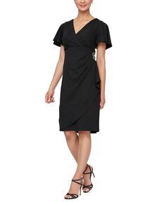 Женское платье с развевающимися рукавами и украшением SL Fashions, черный