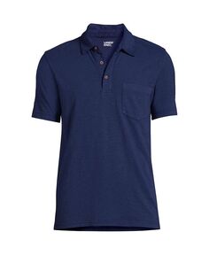 Мужская рубашка-поло с короткими рукавами и карманами для высоких мужчин Lands&apos; End, цвет Deep sea navy