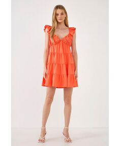 Женское мини-платье с воланами в форме сердца endless rose, оранжевый