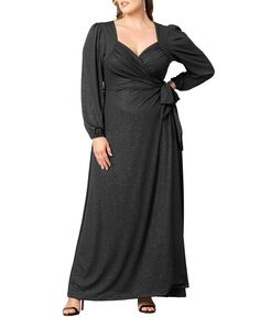 Женское платье больших размеров Modern Muse с запахом и длинными рукавами Kiyonna, черный