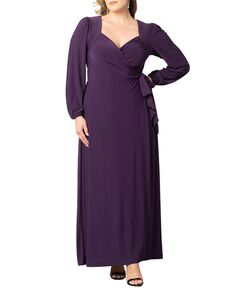 Женское платье больших размеров Modern Muse с запахом и длинными рукавами Kiyonna, фиолетовый