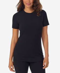 Женская хлопковая футболка с короткими рукавами и круглым вырезом Cuddl Duds, черный