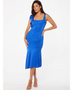 Женское облегающее платье миди с цветочным узором QUIZ, синий
