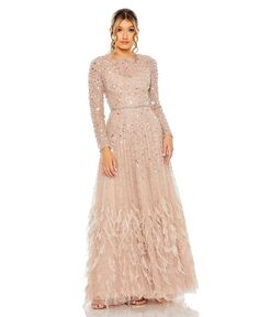 Женское платье с пайетками и перьями Mac Duggal, розовый