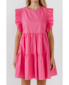 Женское мини-платье Babydoll с рюшами English Factory, розовый