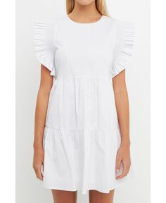 Женское мини-платье Babydoll с рюшами English Factory, белый