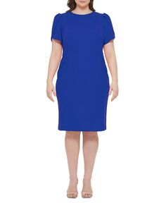 Платье-футляр из крепа Scuba с рукавами-тюльпанами больших размеров Calvin Klein, синий
