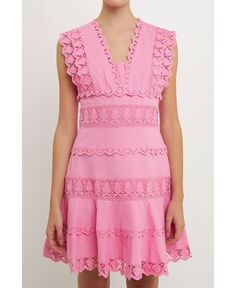 Женское платье с глубоким вырезом и кружевной отделкой endless rose, розовый