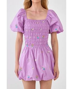 Женское присборенное платье с цветочной вышивкой и воздушными шарами English Factory, фиолетовый