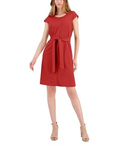 Женское платье с поясом и швом на рукавах Kasper, красный