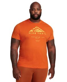 Мужская спортивная футболка свободного покроя с короткими рукавами и графическим рисунком Nike, цвет CAMPFIRE ORANGE