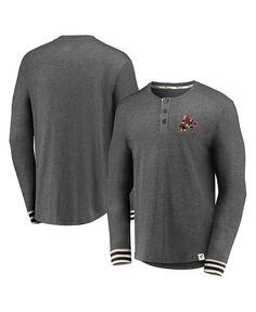 Мужская фирменная футболка с древесно-угольным рисунком Arizona Coyotes True Classics Henley с длинным рукавом Fanatics, серый