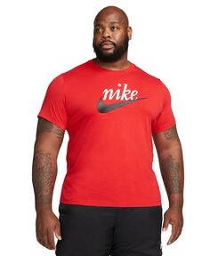 Спортивная мужская футболка с круглым вырезом и короткими рукавами с логотипом Heritage Script Nike, красный