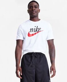 Спортивная мужская футболка с круглым вырезом и короткими рукавами с логотипом Heritage Script Nike, белый