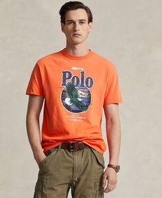 Мужская трикотажная футболка классического кроя с рисунком Polo Ralph Lauren, оранжевый