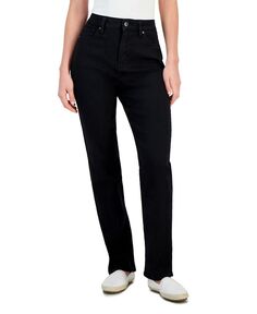 Женские джинсы прямого кроя с высокой посадкой, стандартной, короткой и длинной длины Style &amp; Co, черный