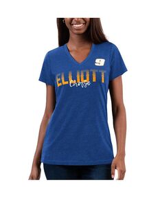 Женская рваная футболка с v-образным вырезом на кнопках Royal Chase Elliott G-III 4Her by Carl Banks, синий