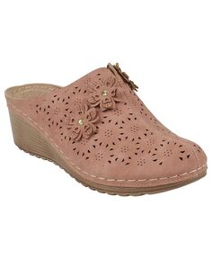 Женские туфли без шнуровки Krista на танкетке с перфорацией и цветочным узором GC Shoes, розовый