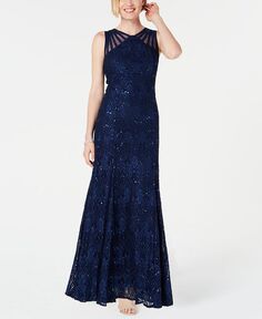 Женское длинное кружевное платье с декором и иллюзией R &amp; M Richards, синий