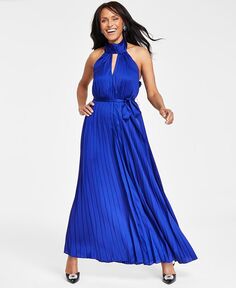Женское плиссированное платье макси с лямкой на шее I.N.C. International Concepts, синий