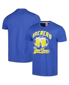 Мужская футболка Royal Milwaukee Brewers Doddle Collection The Brew Crew Tri-Blend Homage, синий