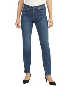 Женские прямые джинсы бесконечного кроя со средней посадкой Silver Jeans Co., синий