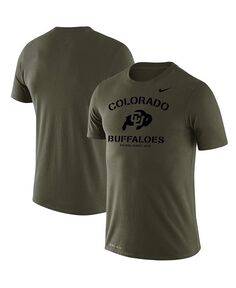 Мужская оливковая футболка Colorado Buffaloes Stencil Arch Performance Nike, серый