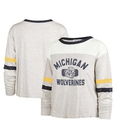 Женская овсяная футболка с длинными рукавами Michigan Wolverines Vault All Class Lena &apos;47 Brand, тан/бежевый