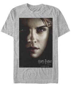 Мужская футболка с изображением Гарри Поттера «Дары смерти Гермионы» и плакатом с большим лицом и короткими рукавами Fifth Sun, серый