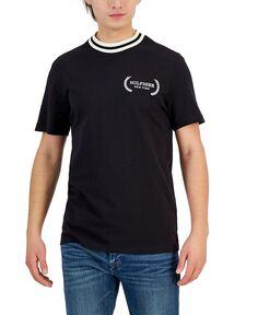 Мужская хлопковая футболка с вышитым логотипом Laurel Tommy Hilfiger, черный