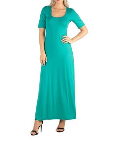 Женское повседневное платье макси с рукавами 24seven Comfort Apparel, зеленый