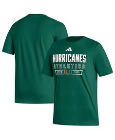 Мужская зеленая футболка Miami Hurricanes Head of Class Fresh adidas, зеленый