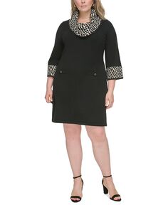 Платье-свитер с контрастным воротником больших размеров Jessica Howard, черный