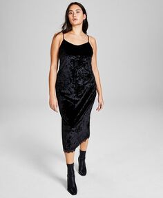 Женское бархатное платье-комбинация с кружевной отделкой And Now This, черный