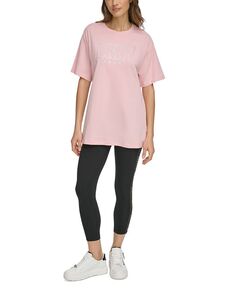 Женская хлопковая футболка с блестящим логотипом DKNY, розовый