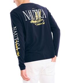 Мужская футболка классического кроя с графическим логотипом и длинными рукавами Nautica, цвет Navy