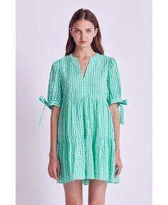 Женское ярусное мини-платье в мелкую клетку English Factory, зеленый