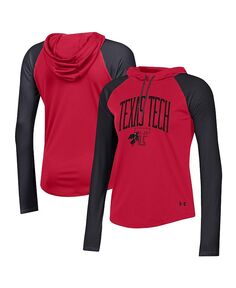 Женская красная футболка Texas Tech Red Raiders Gameday Mesh Performance с капюшоном и длинными рукавами реглан Under Armour, красный