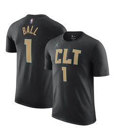 Мужская брендовая футболка LaMelo Ball Black Charlotte Hornets 2022/23 City Edition с именем и номером Jordan, черный
