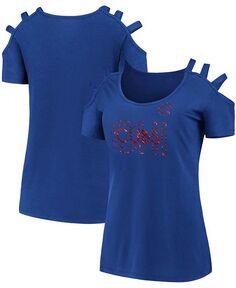 Женская футболка с открытыми плечами и тремя бретелями Royal Chicago Cubs Fanatics, синий